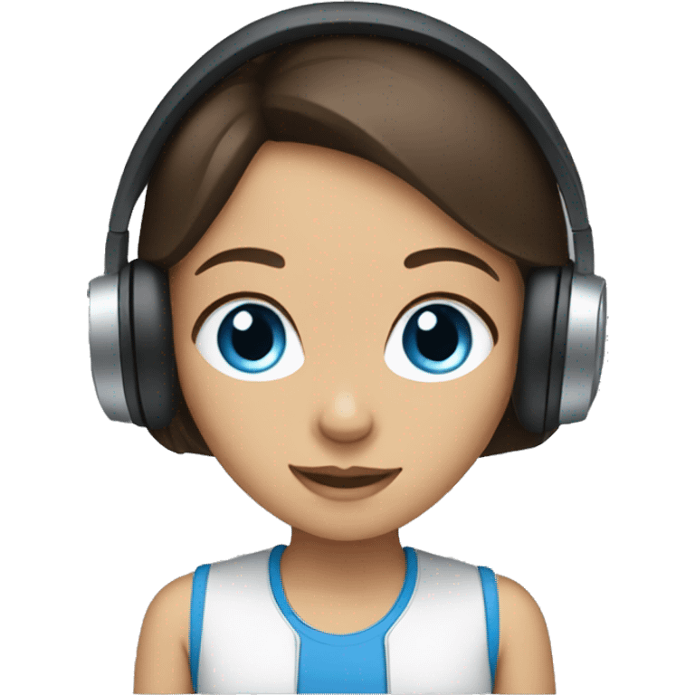 Brunette girl blue eyes with headphones emoji