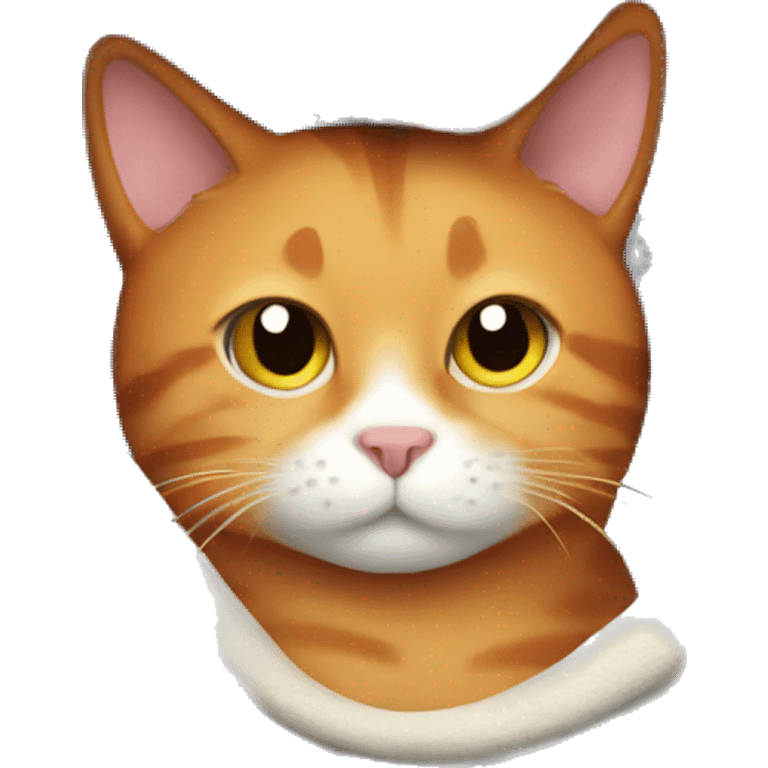 ginger cat with a blanket on in winter  emoji