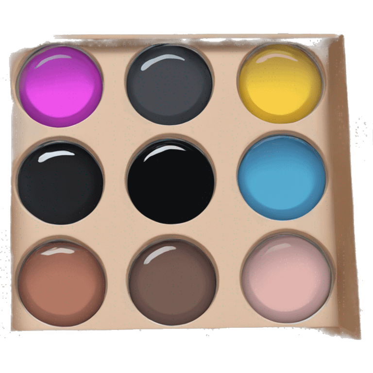 A pallet of eyeshadow with four colors in the black container with mirror emoji