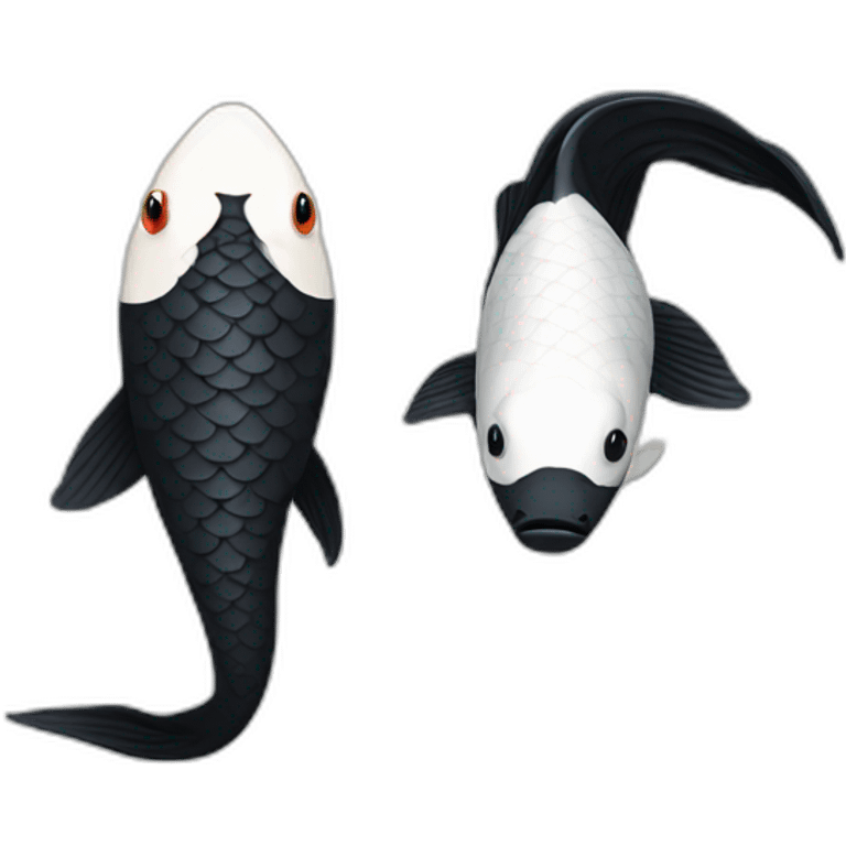 black koi fish and white koi fish emoji