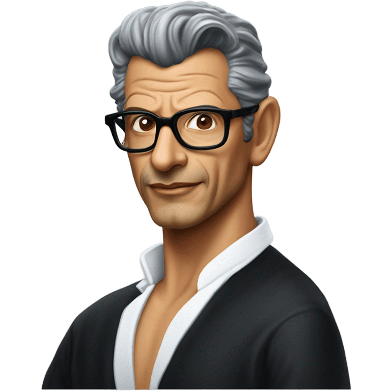 Jeff Goldblum sexy side pose with open black shirt wearing a Santa hat emoji