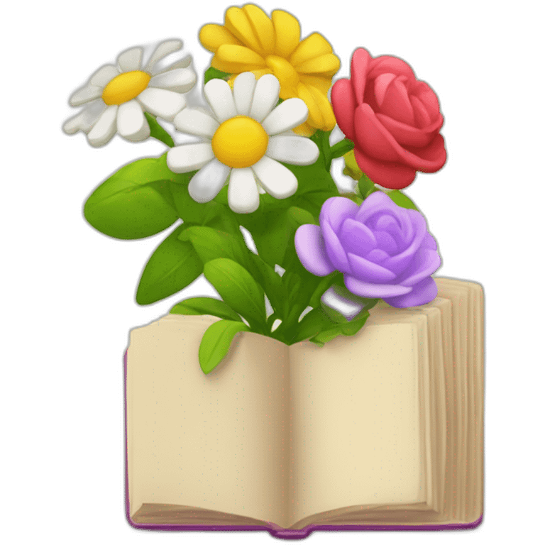 Libro con candado y flores emoji