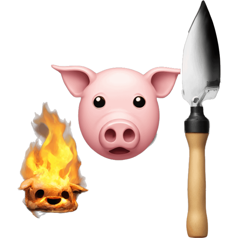 pig's head on a plate and a blowtorch emoji