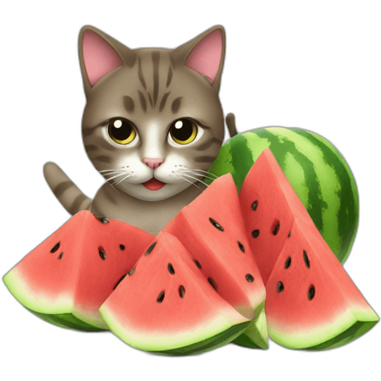 Cat eating watermelon emoji