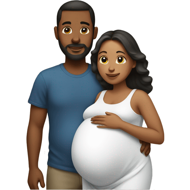 A pregnant woman with her husband  emoji