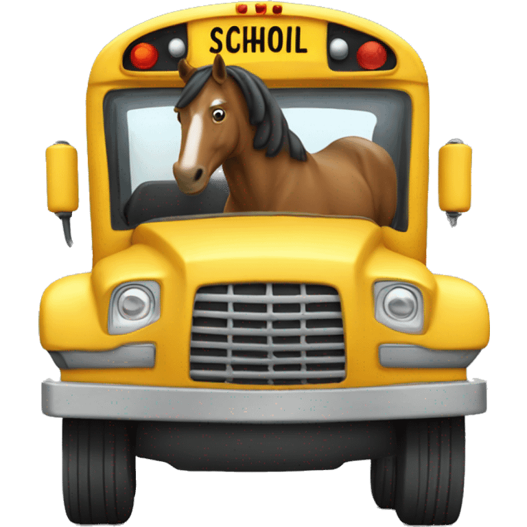 Horse driving a school bus emoji