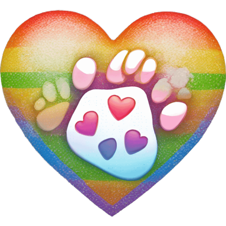 Rainbow heart with paw print in it  emoji