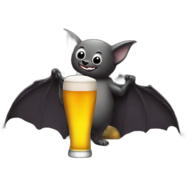 A bat drinking a can of beer in a bar emoji