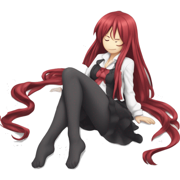 full body sleeping Rias Gremory anime style art emoji