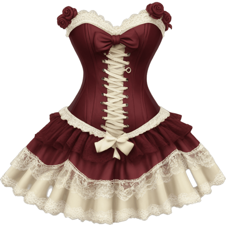 Burgundy ivory corset with lace and bow dress emoji