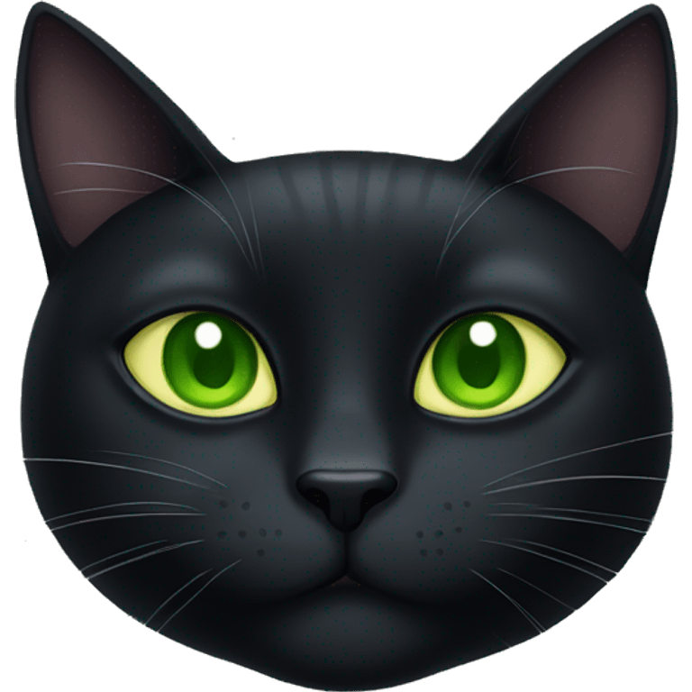 Black cat with green eyes and a zucchini emoji