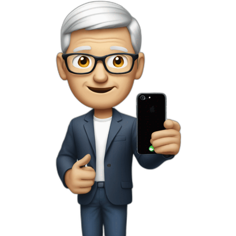 Tim cook taking photo with iPhone emoji