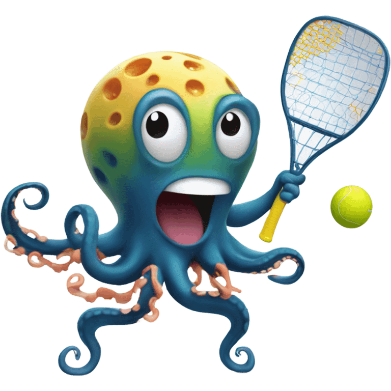 Octopus playing pickleball emoji