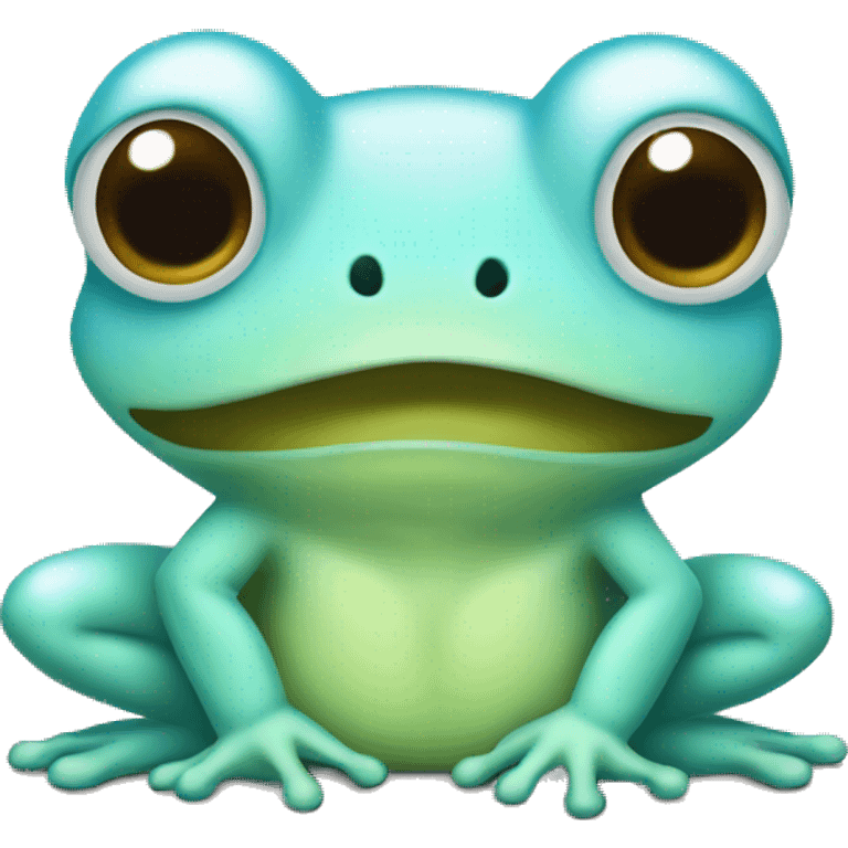 Light frog with a baby blue bow emoji