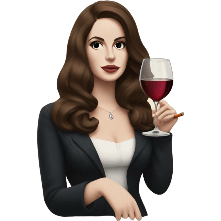 Lana Del Rey with a glass of wine and cigarette emoji