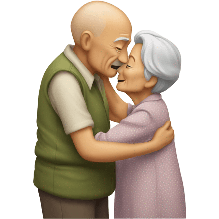 Old couple kissing emoji