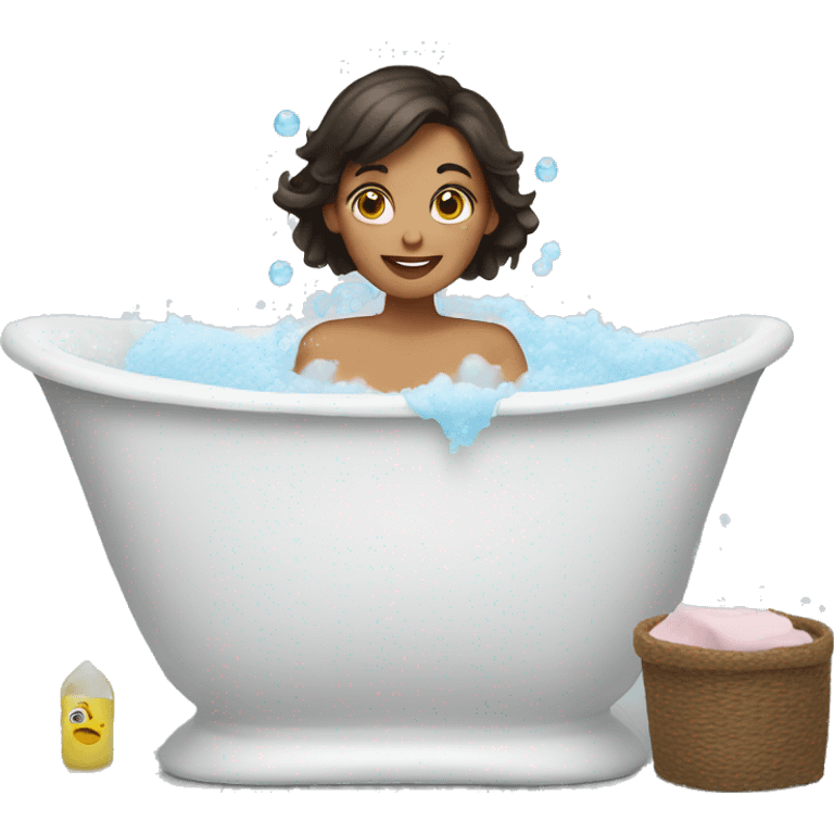 Brunette Woman taking a bubble bath emoji