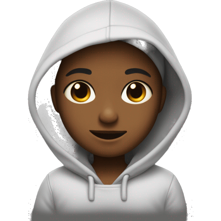 Un enfant de couleur de peaux noir avec un sweat a capuche tout rouge emoji