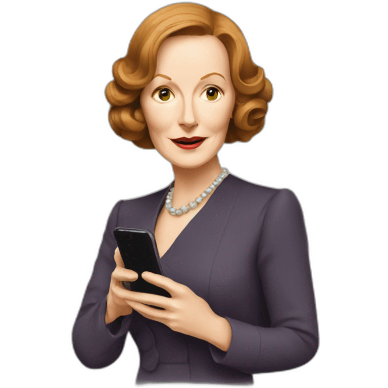 greta garbo speaking with smartphone emoji