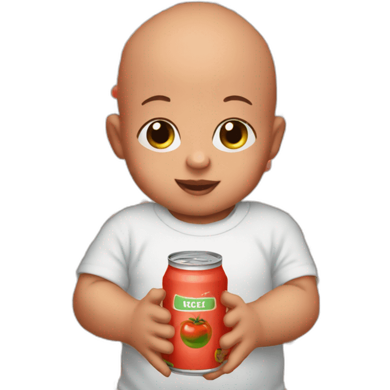 bald baby with canned tomato juice in each hand emoji