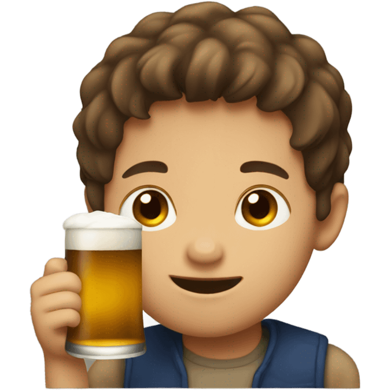 Brown hair boy drinking a beer emoji