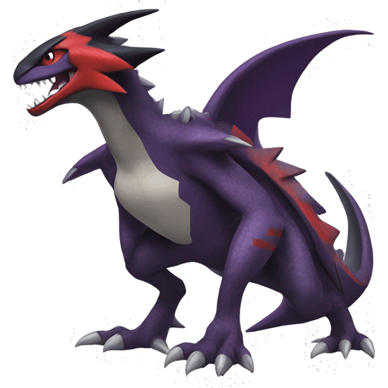 Black Cool Edgy Nargacuga-Garchomp-Noivern Fakémon  with White and Red and purple and black Edgy markings emoji