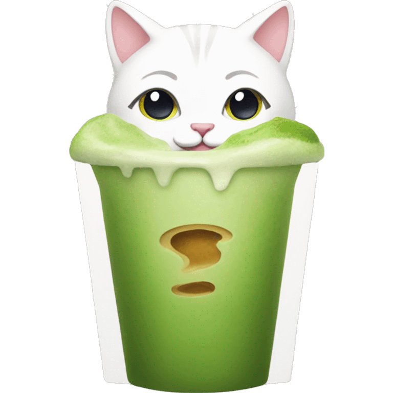 A cat with a matcha latte  emoji