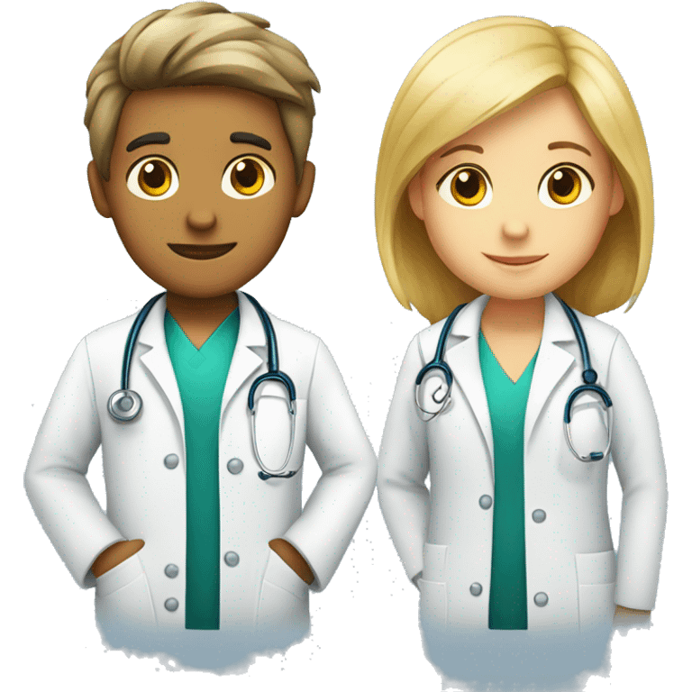 children doctor boy and girl emoji