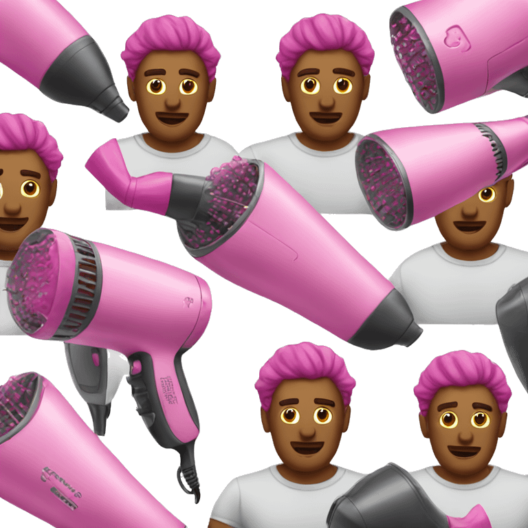 Man using a pink hairdryer  emoji