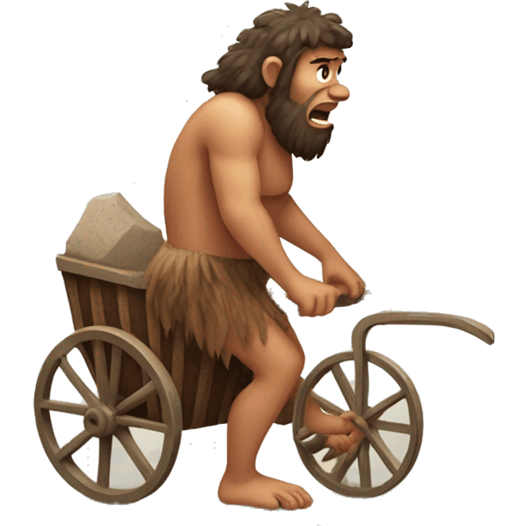 caveman pulling cart on his back emoji