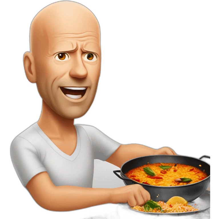 Bruce willis mange une paella emoji