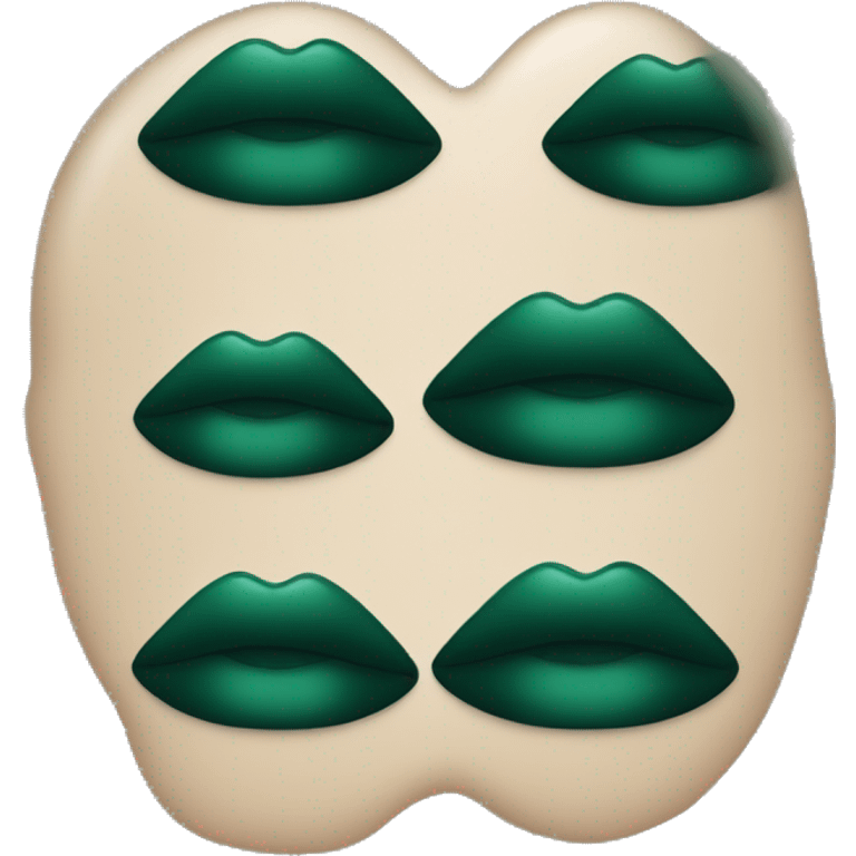 Lips of a dark emerald color in the form of a kiss emoji