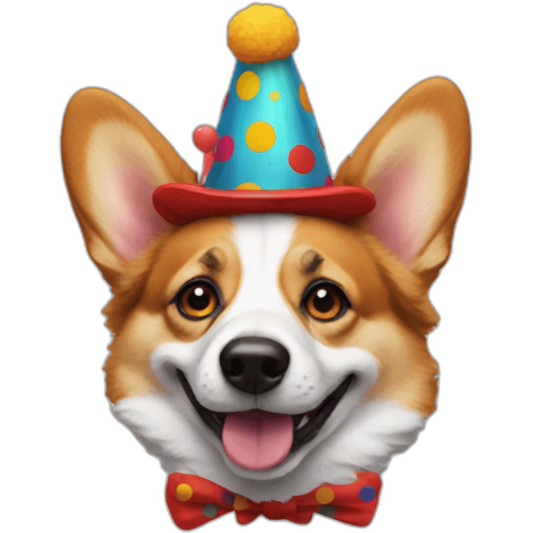 corgi dressed like clown emoji