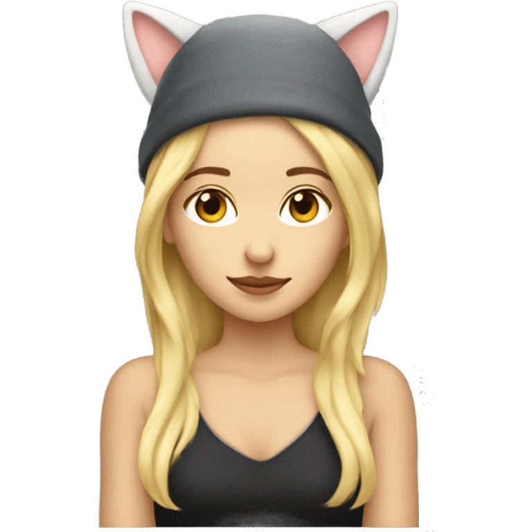 Blonde Girl with cat ear hat on emoji