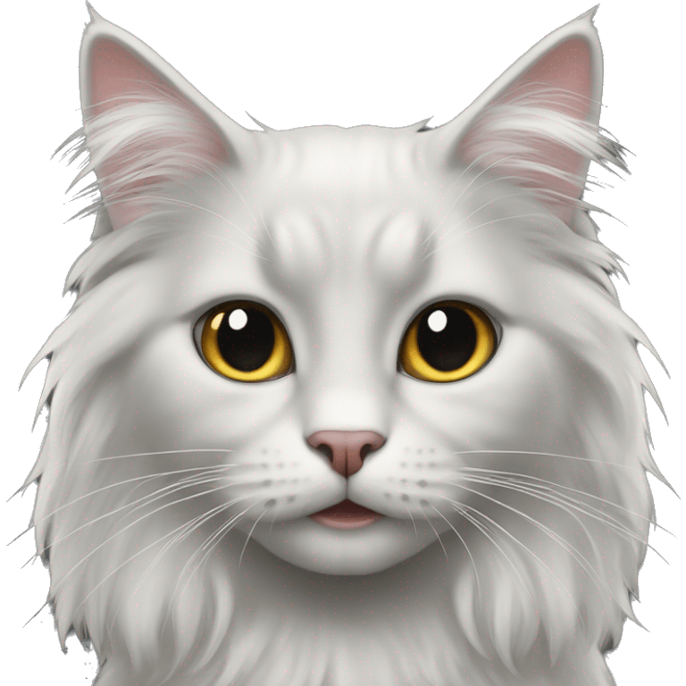 black cat domestic long-haired with half white mouth emoji