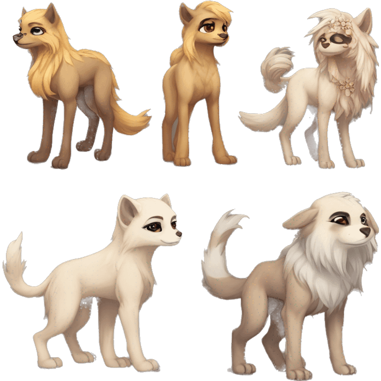 Custom anthro fantasy-animal-fursona griffsnuff & LiLaiRa & Falvie full body emoji