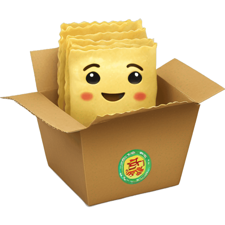 raviolis in a chinese noodle box emoji