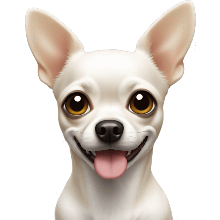 A white dear head Chihuahua dog, with black eyes emoji