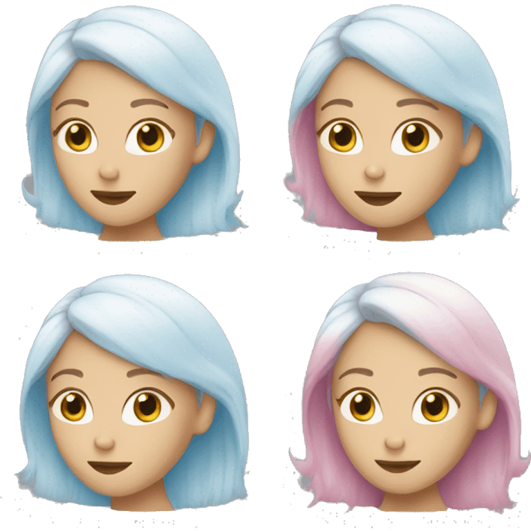 young white woman with pink, light-blue, and white hair emoji