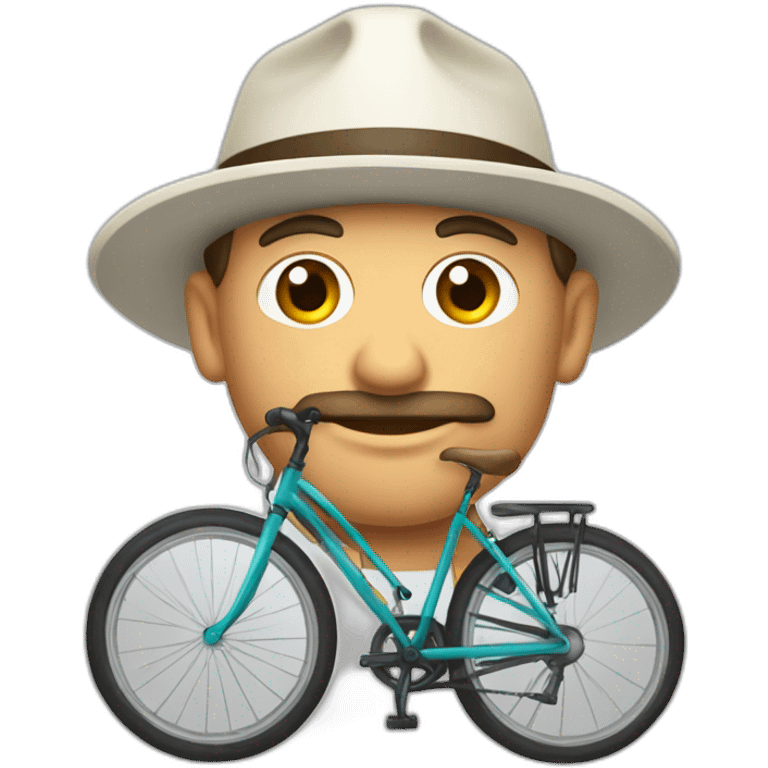 señor gordo blanco con gorra y bicicleta emoji