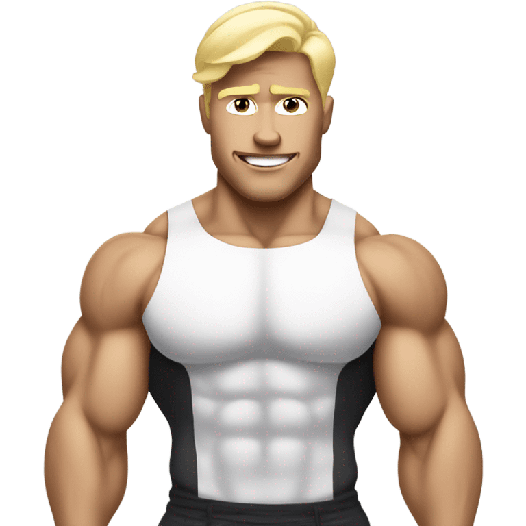 hyper muscular white bodybuilder with blonde hair emoji