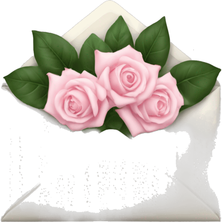 White envelope with light pink roses emoji