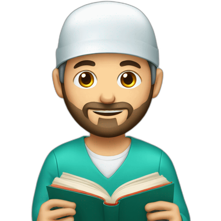 young spanish surgeon with beard reading a book emoji