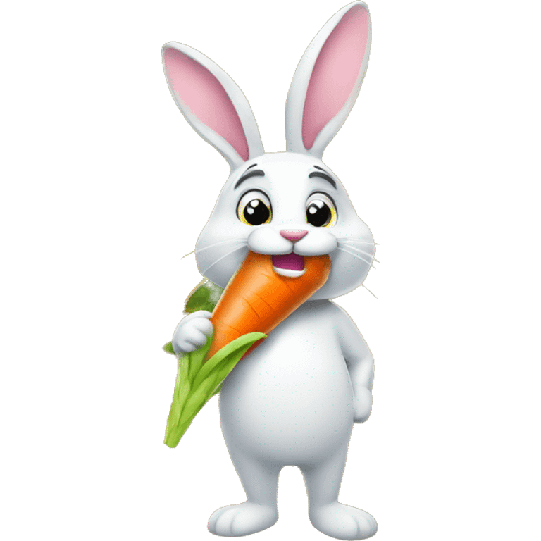 Rabbit character growing carrot-shaped ice cream in the field emoji