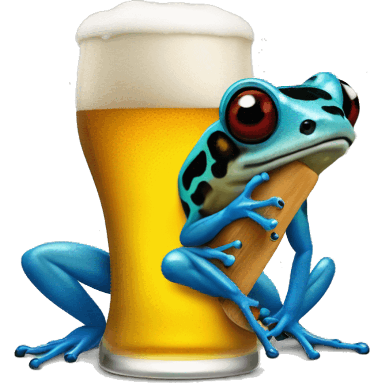 Poison dart frog drinking a beer emoji