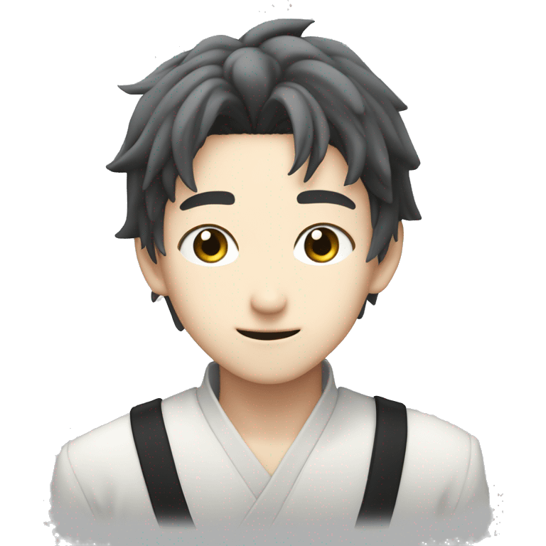 Satoru gojo hidden eyes white haris cute smile blushy cheeks. emoji