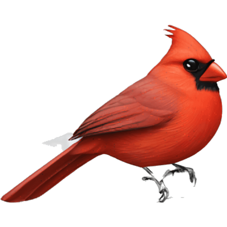 Cardinal on white snowy  Christmas tree    emoji