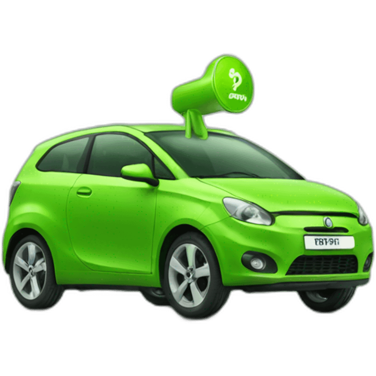 Green car with energy label emoji