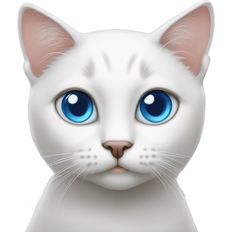 Short White coated cat with blue eyes  emoji