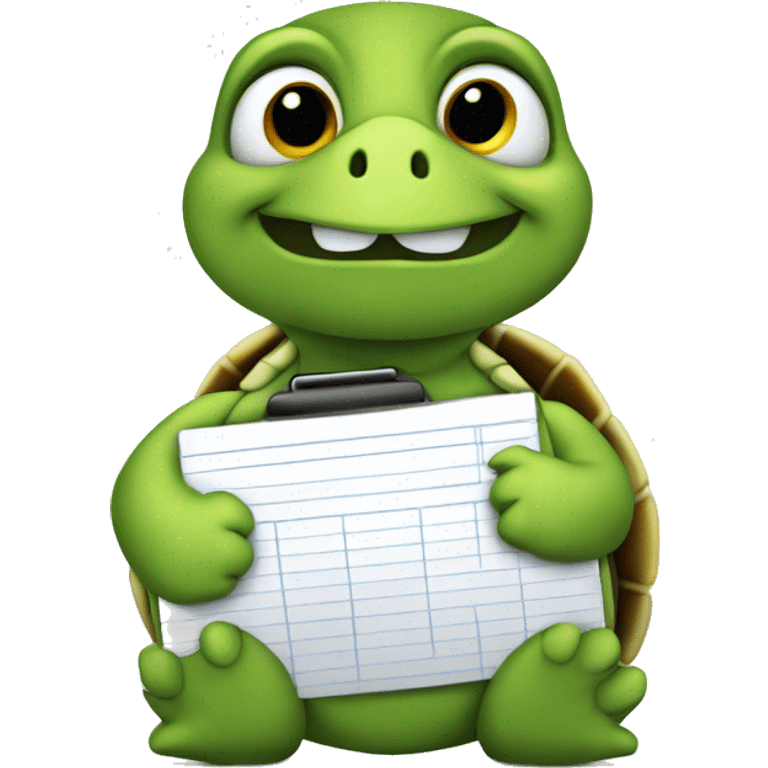 Cute Turtle holding an office clip board  emoji